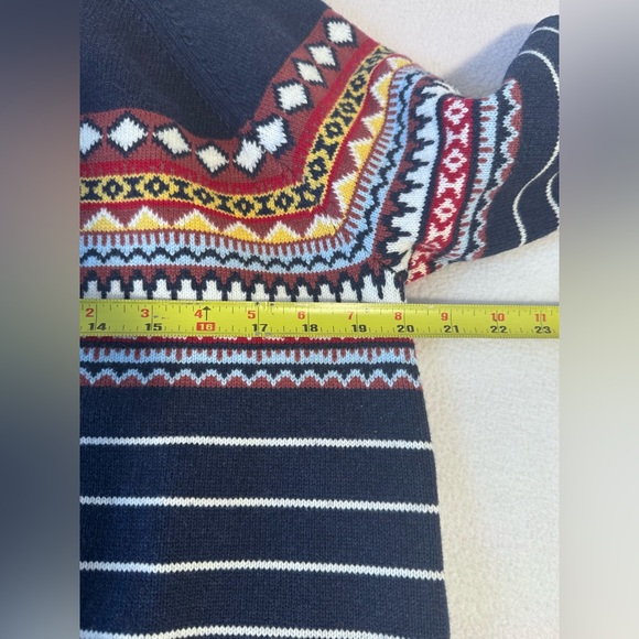 L.L.Bean Wicked Soft Cotton/Cashmere Fair Isle sweater in navy blue size M - Picture 7 of 7